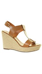 A Pair - 5608 - Cognac remsandal med kilehæl