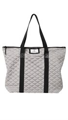 Day - Gweneth Quilt Bag - Perlegrå quiltet shopper med fine tern