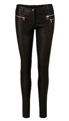 DAY - Fix Leather Pant - Sorte bløde lange skindbukser med lynlåslommer