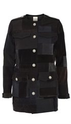 Heartmade - Jila Jacket - Sort og blå jakke i skind og jeansmix