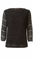 Minus - Anastacia Blouse - Sort blondebluse med fine ærmer