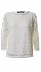 Minus - Anastacia Blouse - Råhvid blondebluse med fine ærmer