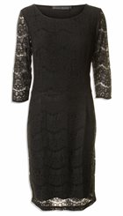 Minus - Anastacia Dress - Sort feminin blondekjole med fint ærme