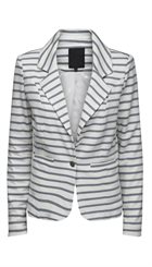 Minus - Carmen Dark Denim Stripe - Råhvid stribet blød blazer