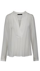 Minus - Cia Blouse - Råhvid feminin bluse med v-udskæring