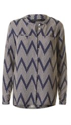 Minus - Elian Blouse - Skøn blå og beige printet skjorte