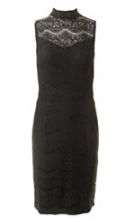 Minus - Josefina Dress - Sort feminin blondekjole med høj hals
