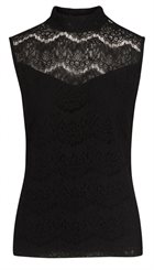 Minus - Josefina Top - Sort feminin blondetop med høj hals