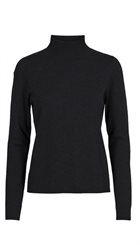 Minus - Lana Roll Neck - Sort enkel bluse med høj hals