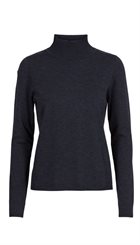 Minus - Lana Roll Neck - Mørkeblå enkel bluse med høj hals