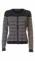 Minus - Laura Stripe - Mørkeblå lækker cardigan med hvide striber