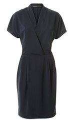 Minus - Malivia Dress - Mørkeblå feminin kjole med v-udskæring