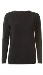 Minus - Mari V Knit - Sort blød bluse med v-udskæring