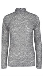 Minus - Nadia Turtleneck - Grå smuk blondebluse med høj hals