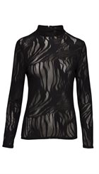 Minus - Nanna Turtleneck - Sort blondebluse med høj hals