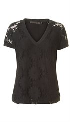 Minus - Sage Blouse - Sort Blonde T-shirt med v-udskæring