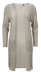 Pieszak - Asta Long Cardigan - Fintstrikket lang sandfarvet cardigan