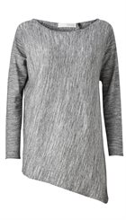 Pieszak - Beth Asymmetric - Gråmeleret asymmetrisk fintstrikket bluse