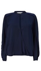 Pieszak - Eve Ls Shirt - Blå smuk bluse med feminine åbne ærmer