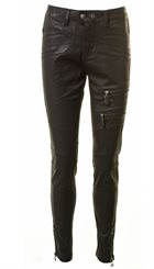 Pieszak - Juliana Biker - Sorte coatede biker jeans med lynlåsdetaljer