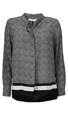 Pieszak - Kali Panel Blouse - Smuk sort og sand printet bluse med striber