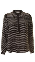 Pieszak - Mira LS Shirt - Sort og hvid stribet skjortebluse