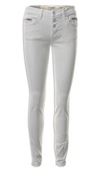 Pieszak - Nadja Distressed - Hvide jeans med let slid og lynlås detaljer