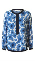 Pieszak - Poppy Blouse - Smuk blå valmueprintet bluse