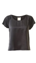 PBO - Bassi - Sort silke T-shirt med viskoseærmer