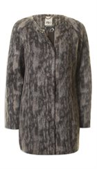 PBO - Lady Coat - Beige og mørkegrå dyreprintet smuk uldfrakke
