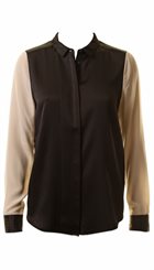 DAY - Pearl Shirt - Sort skjorte med pudderfarvede ærmer