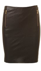 DAY - Fregio Skirt - Sort skindnederdel med gyldne lynlåse