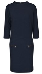 Minus - Randa Dress - Mørkeblå lækker kjole med lynlåsdetaljer