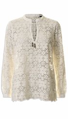 Pieszak - Lily Lace Blouse - Råhvid smuk blondebluse