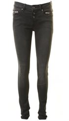 Pieszak - Nadja Houston - Sorte ultra bløde jeans med slid og lynlåsdetaljer