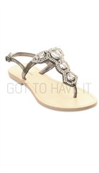 Sofie Schnoor - S162619 - Mørk grå sandal med store smukke sten