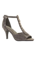 Sofie Schnoor - S152622 - Mørk beige smuk ruskinds-stilet med flæser