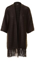 Style Butler - Maira Cardigan - Sort lang cardigan med frynser