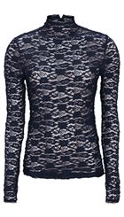 Style Butler - Jaclyn Turtleneck - Mørkeblå blød blondebluse