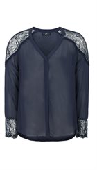 Style Butler - Yahaira Shirt - Mørkeblå feminin skjorte med sølvblonde