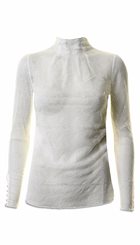 Style Butler - Noe Top - Hvid blød blondebluse med høj hals
