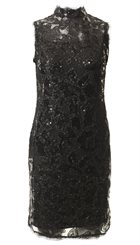 Style Butler - Aura Dress - Tætsiddende sort blondekjole med pailetter