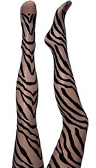 Sneaky Fox - Adell - Sorte strømpebukser med zebrastriber / One size