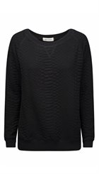 Sofie Schnoor - S154243 - Blød snake-quiltet sort sweatbluse