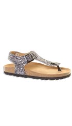 Sofie Schnoor - S162617 - Sølvgrå flad glimmersandal